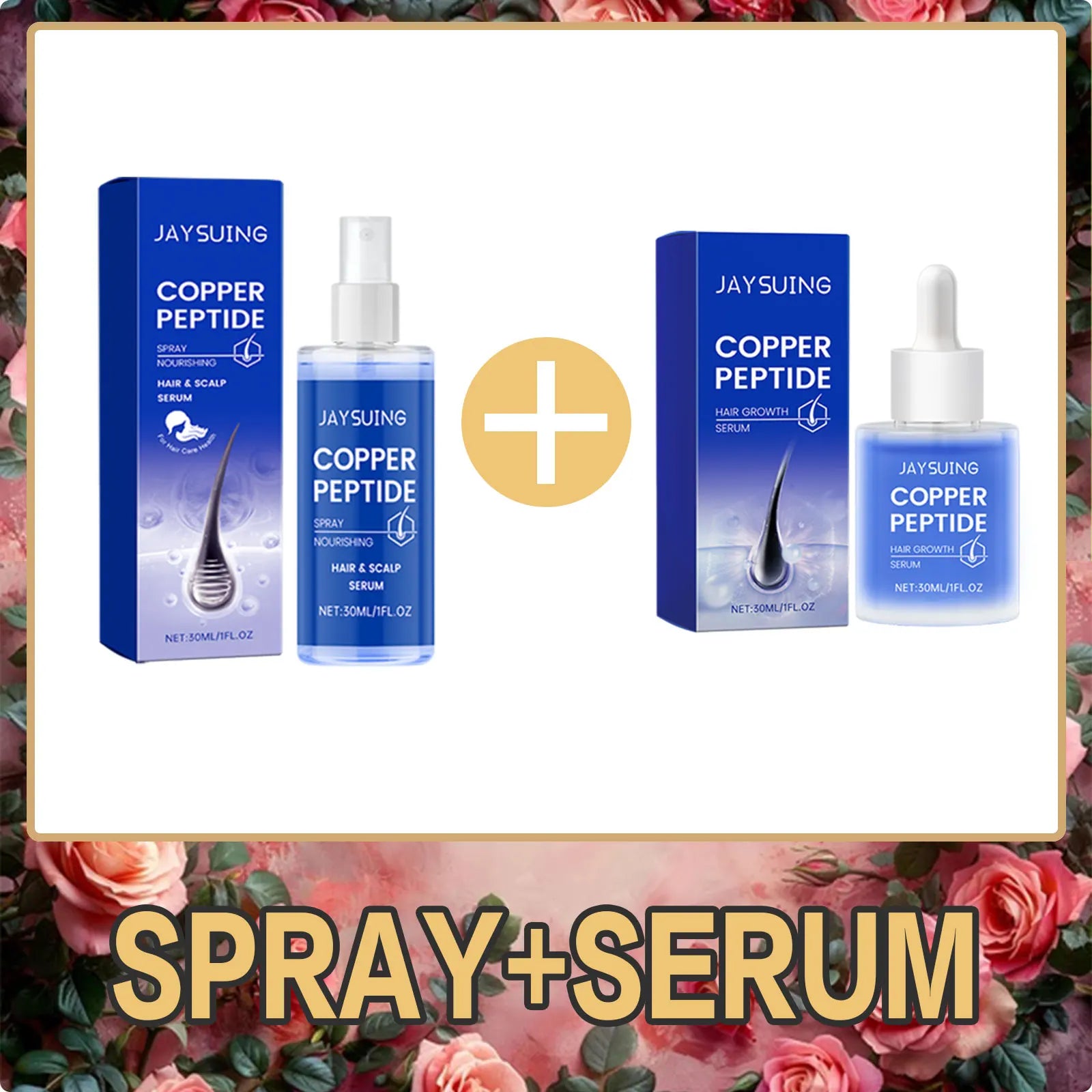 Copper Peptide Shampoo Hair Growth Serum Scalp Nourishing Spray Anti Hair Loss Essence Oil Strengthen Roots Dense Hair Care Set - Kimlud