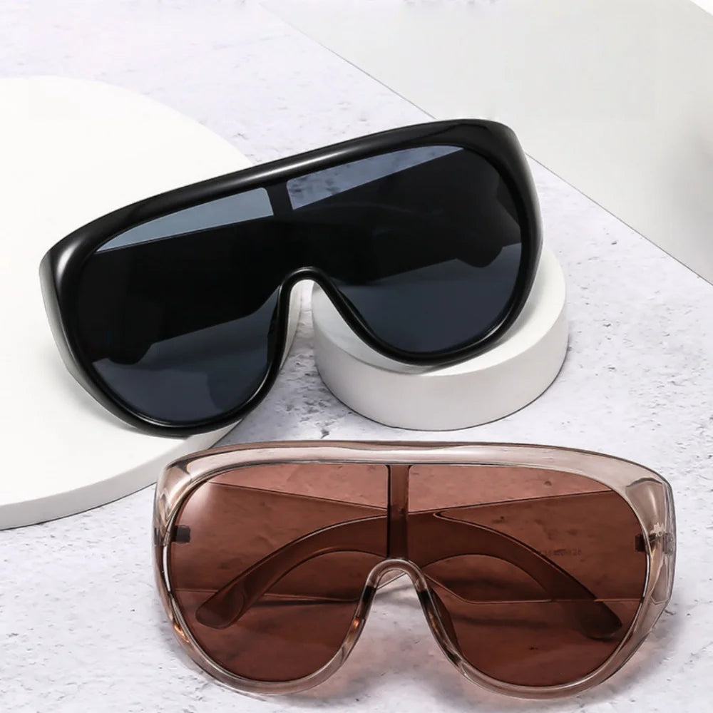 New Fashonable Oversized One-piece Luxury Sunglasses For Women Men Big Goggles Sports Sun Glasses Trendy Shades UV400 Eyewear - Kimlud
