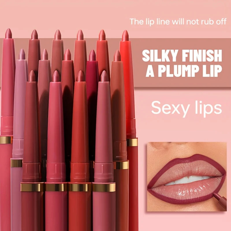 High Pigment Matte Nude Lip Liner Pencil, Waterproof Long Wear Smooth Retractable Lip Contour Makeup - Kimlud