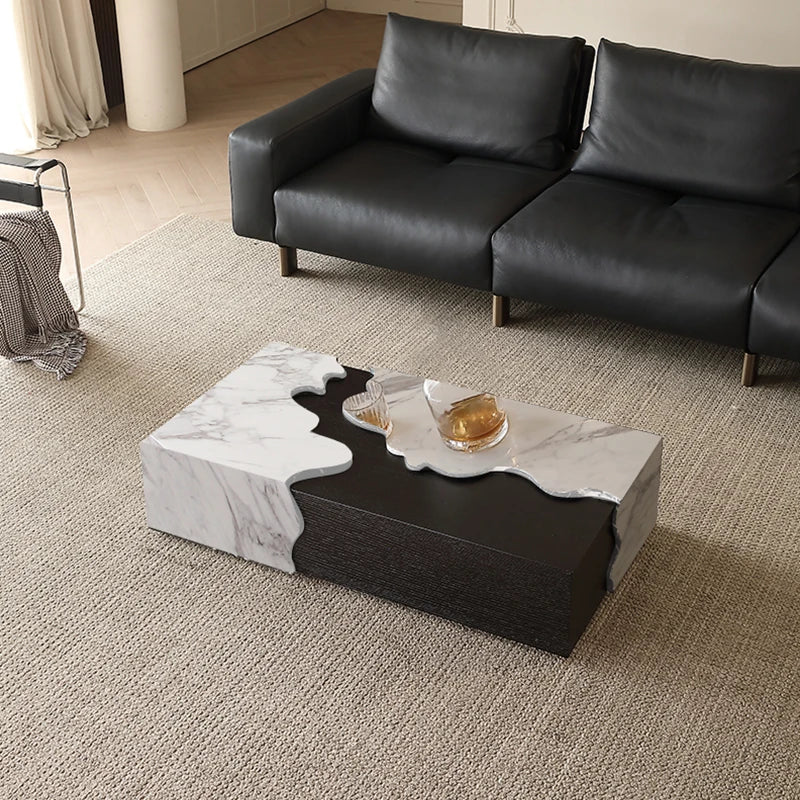 Italian Designer Marble Coffee Table - Minimalist Luxury Rectangle Art Furniture for Compact Living - Kimlud