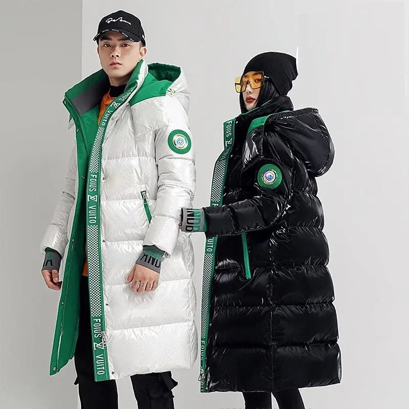 New Winter Jacket Men's Long Luxury Business Thickened Down Cotton Warm Parkas Men's Street Snow Cold-proof Hooded...