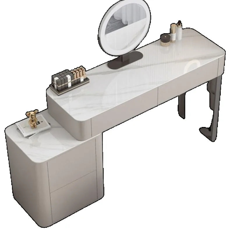 Luxury Led Light Dressing Table Mirror Grey Bedroom Girls Dressing Table Drawer European Makeup Comodas Con Cajones...