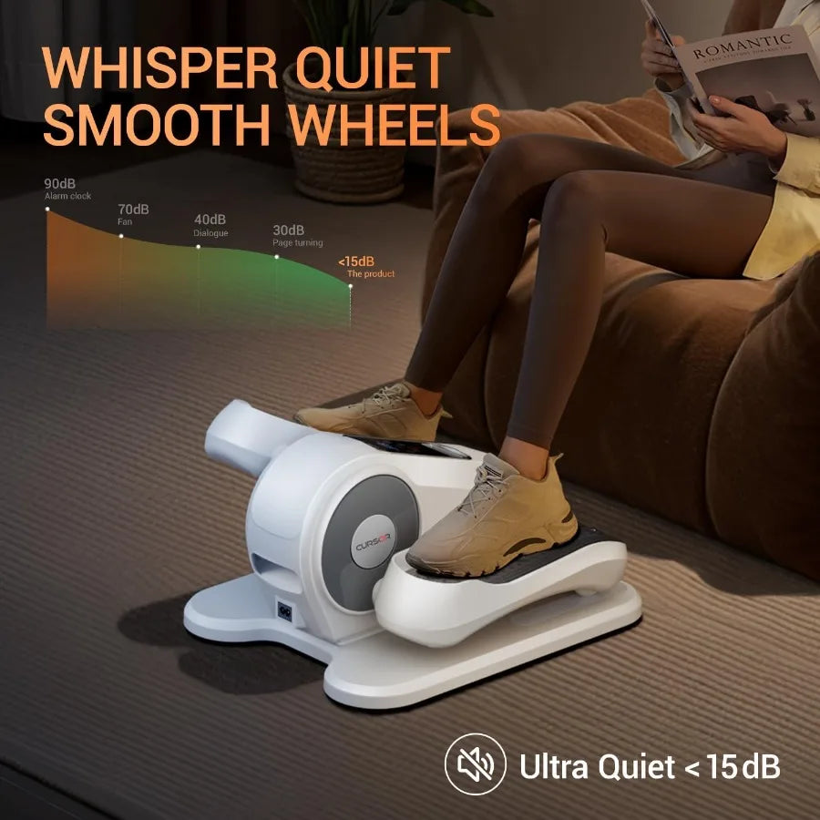 Under Desk Elliptical Machine Electric Seated Pedal Exerciser Mini Ellipse Leg Exerciser with Remoter 12 Level Speeds Forward a