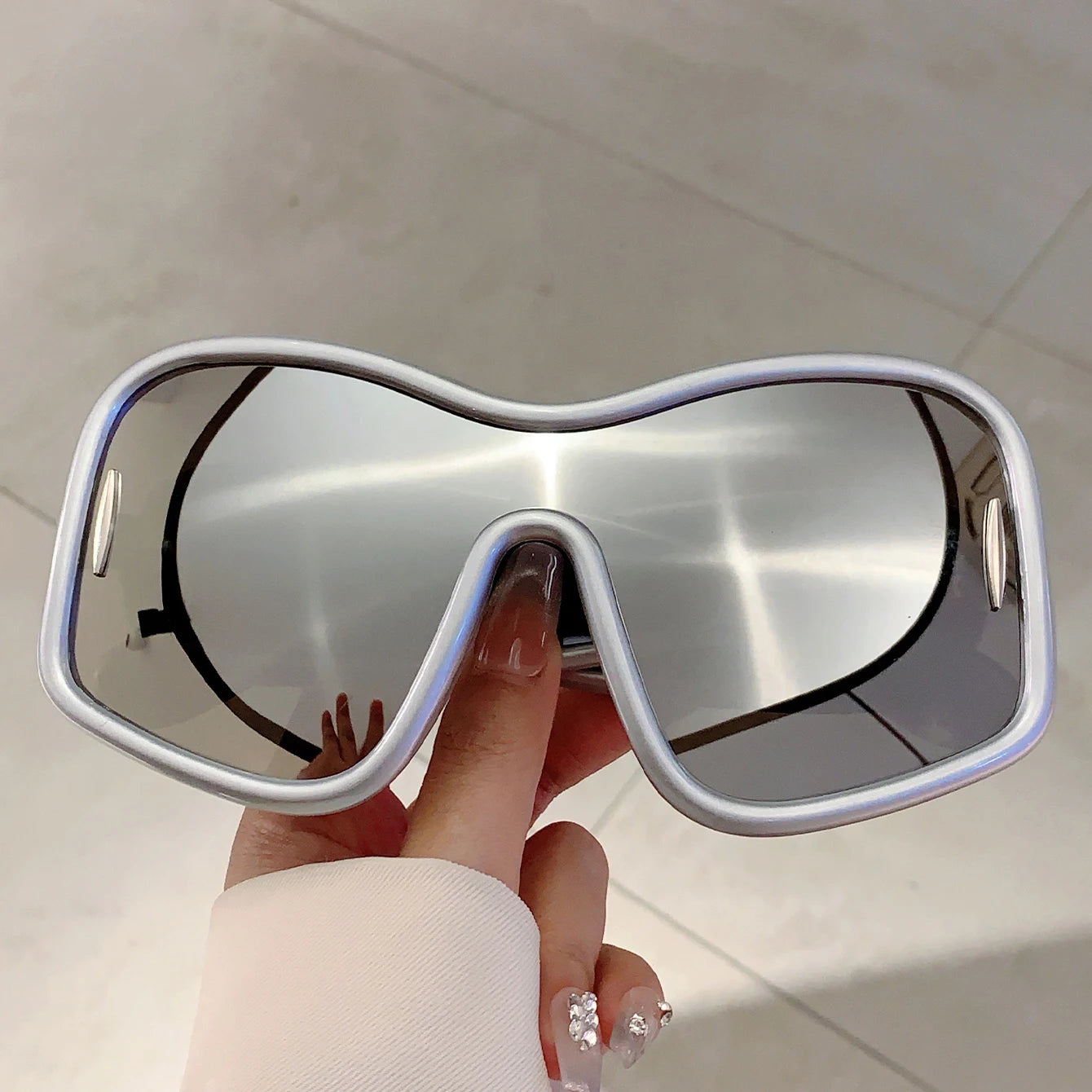KAMMPT Trendy Square Designer Women's Shades Oversize Green Decoration Sunglasses Ins Brand Lady Sun Glasses for Driving Hiking - Kimlud