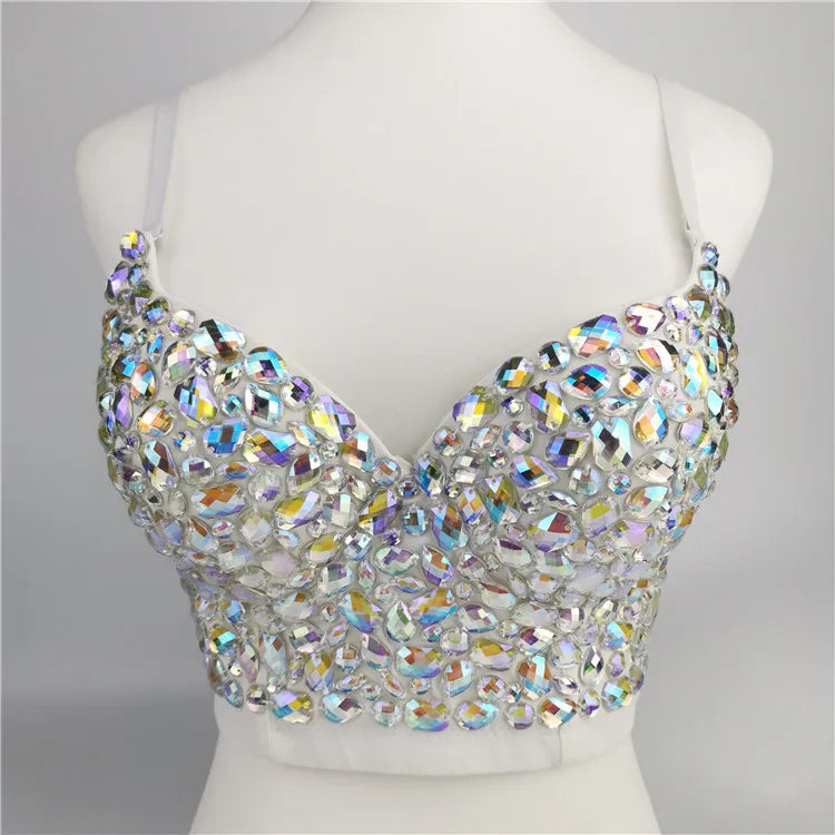 Quality Pearl Tank Tops Rhinestone Women Crop Top Club Clothes Streetwear Y2K Corset Woman Shaper Camis Fashion Feamale Clothing