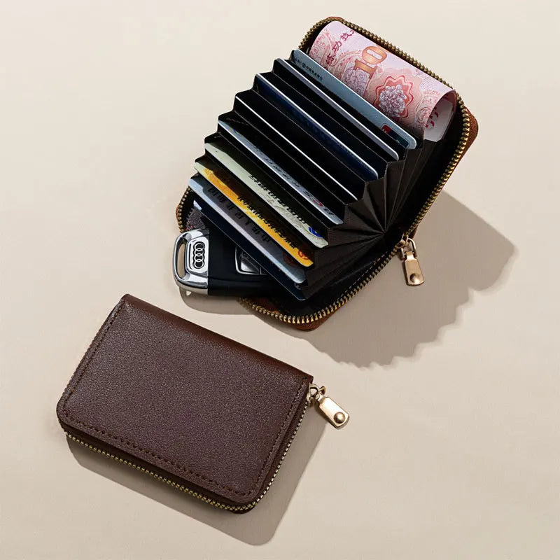 1pc Organ Card Bag Korean Edition Portable Women's Short Bank Card Cover Business Card Clip Zipper Vertical Handheld Bag - Kimlud