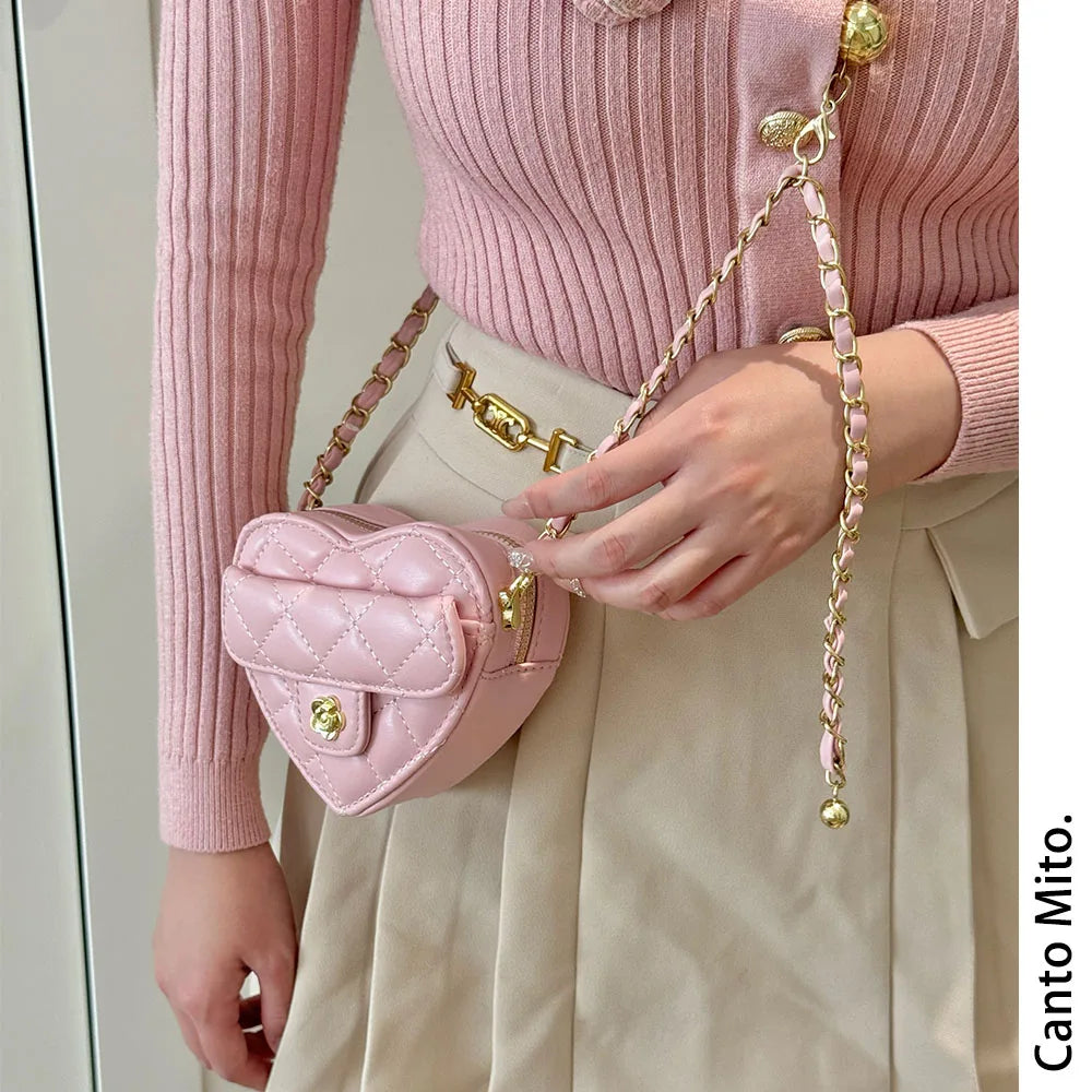 Japanese Style Diamond Checkered Heart Mini Shoulder Crossbody Bags girl Lolita Sweet Cute Fashion All-Match Women's...
