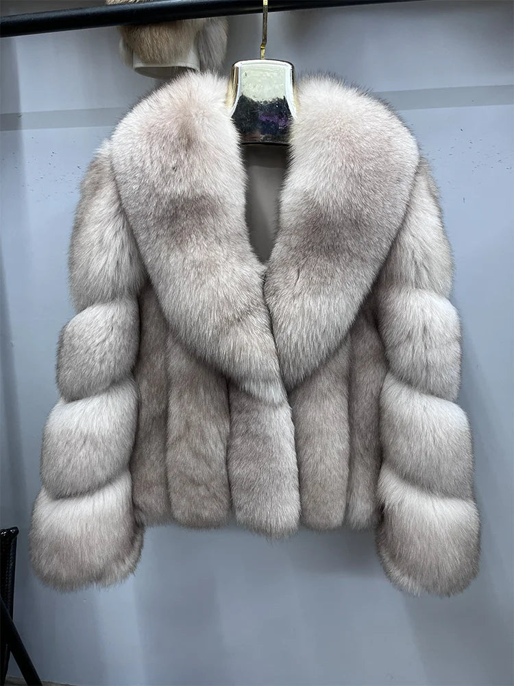 2026 New Women Real Fox Fur Coat Natural Fox Fur Jacket Luxury Fur Coat Mid-length High Quality Long Sleeve Outwear Hot Sale - Kimlud