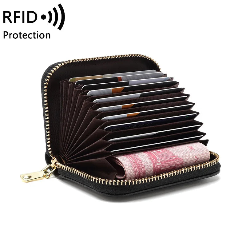 1pc Organ Card Bag Korean Edition Portable Women's Short Bank Card Cover Business Card Clip Zipper Vertical Handheld Bag - Kimlud