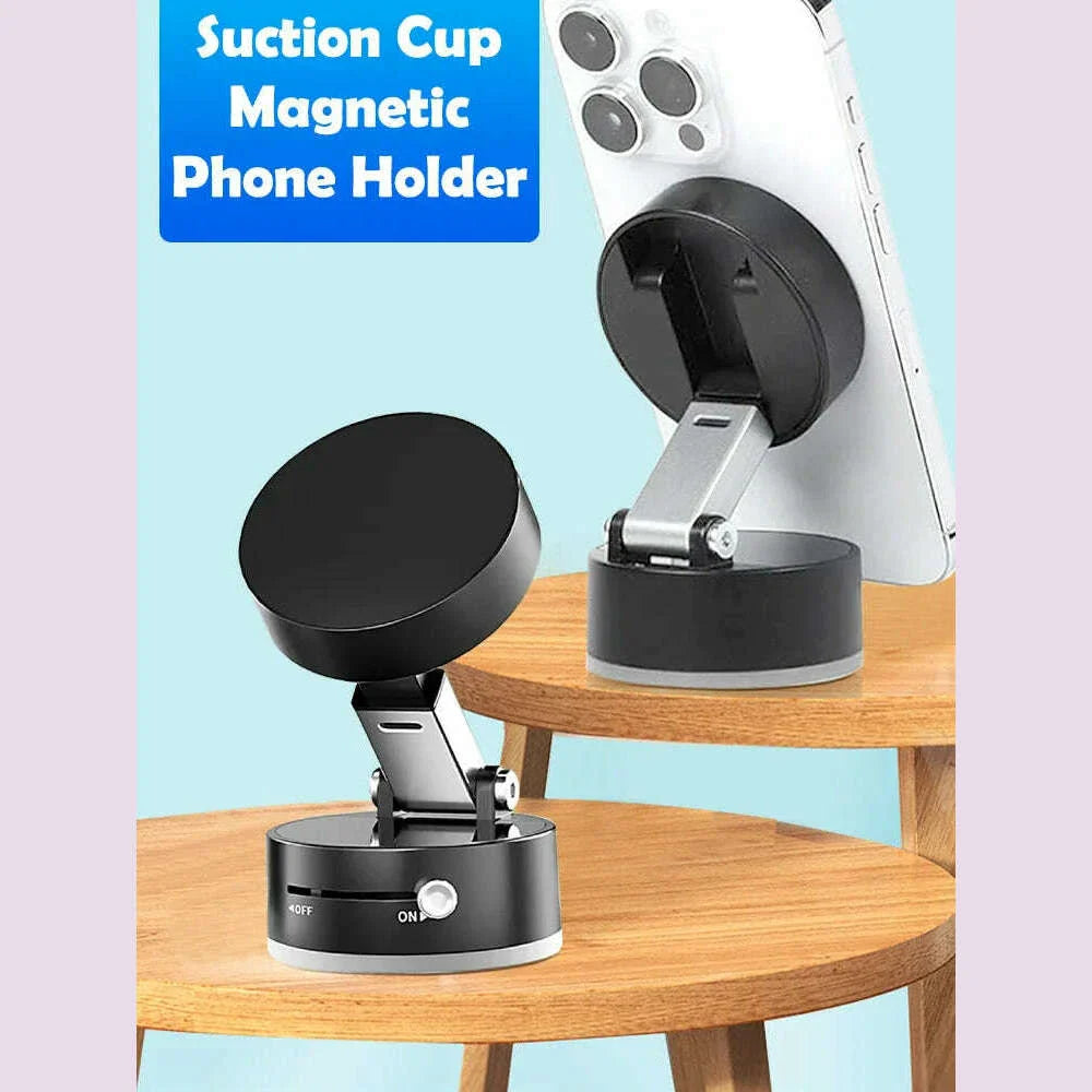 Mini Vacuum Magnetic Suction Cup Holder Car Glass Vacuum Double Sided Magnetic Holder For Iphone Android Smartphone