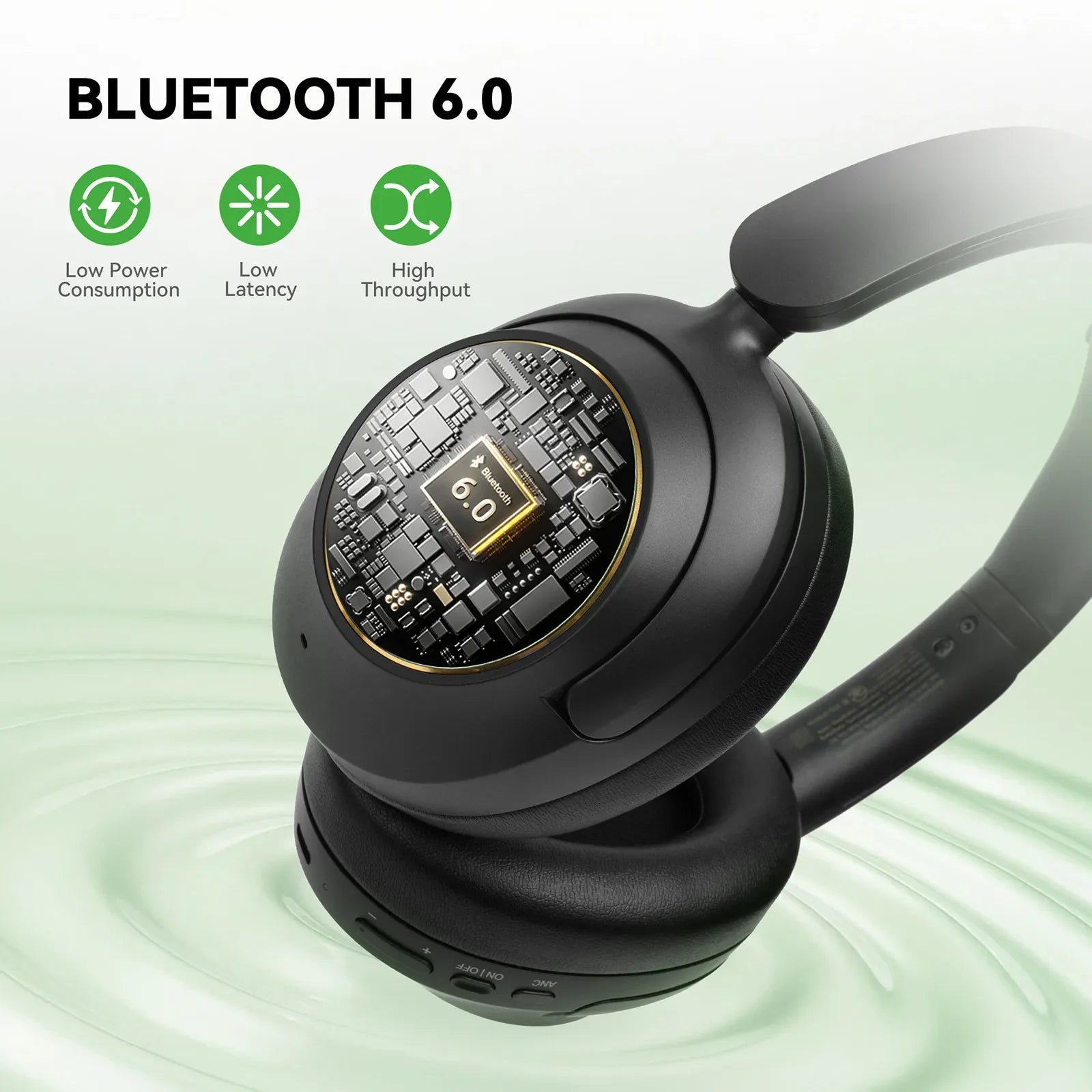 Oneodio A6 ANC Wireless Bluetooth 6.0 Headphones -48dB Hybrid Active Noise Cancelling Over Ear Headset With Mic Hi-Res LDAC APP