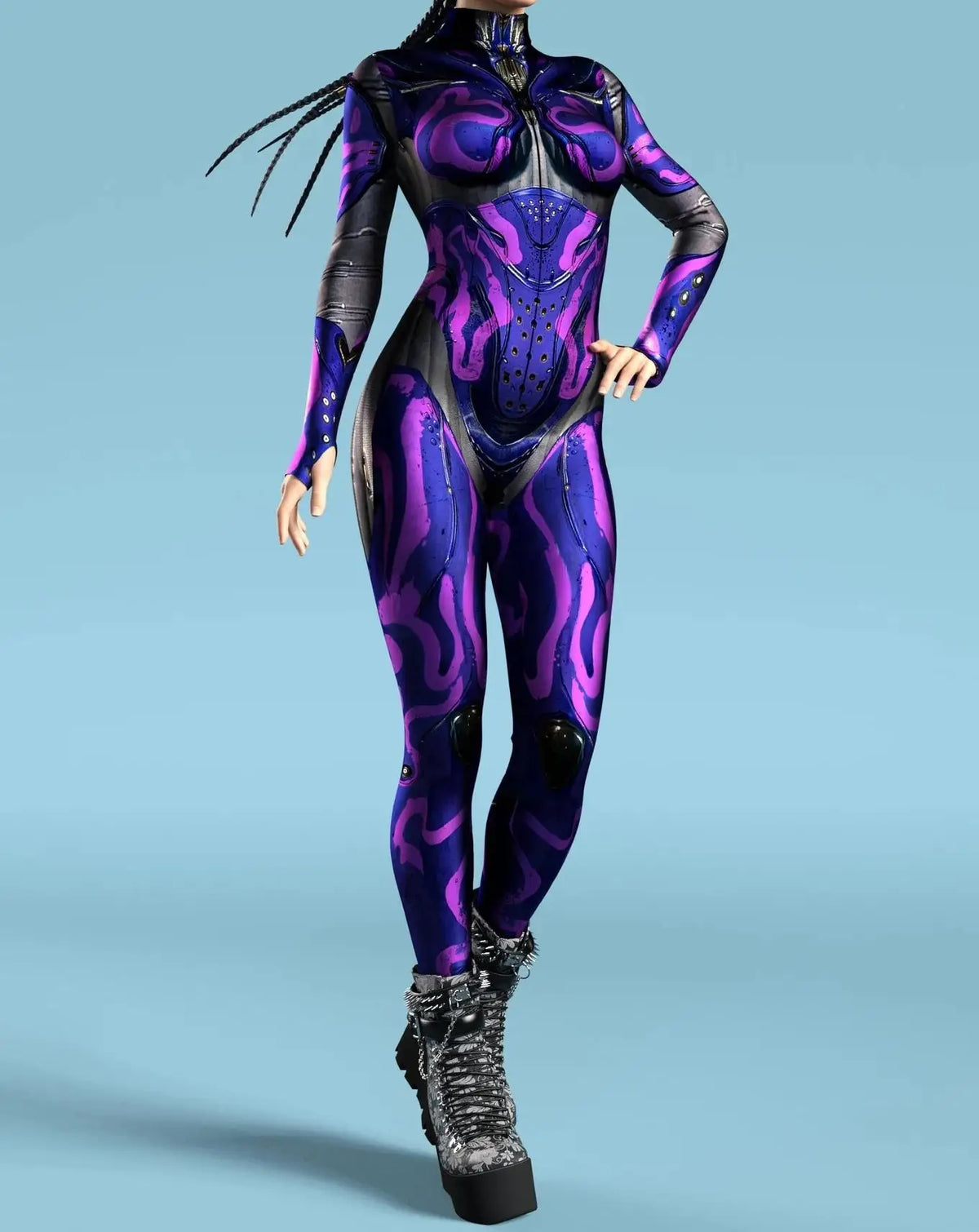 Women Cyber Armor 3D Printing Bodysuit Halloween Carnival Punk Cosplay Zentai Suit Festival Jumpsuit Party Morphsuit Rave Outfit - Kimlud