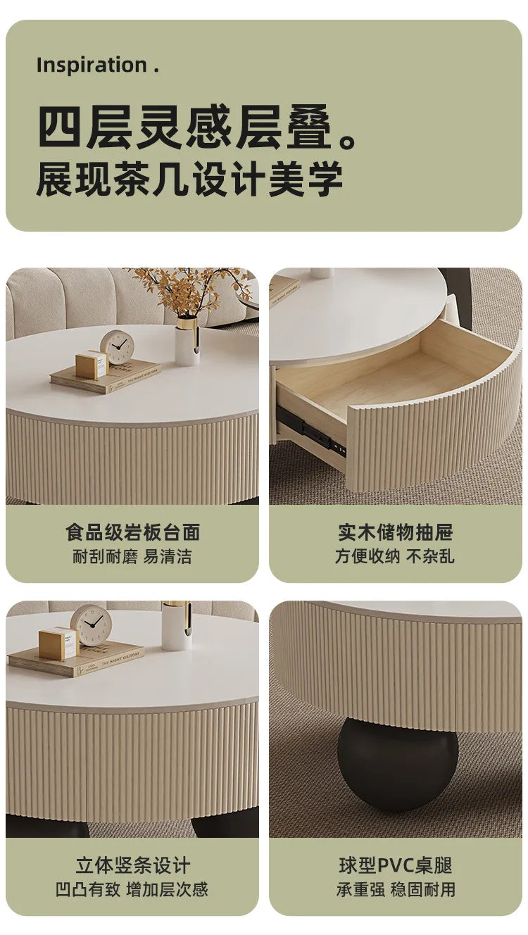Round Designer Coffee Table Storage Nordic Aesthetic Minimalist Coffee Table Drawers Italian Simple Mesa Auxiliar Home...
