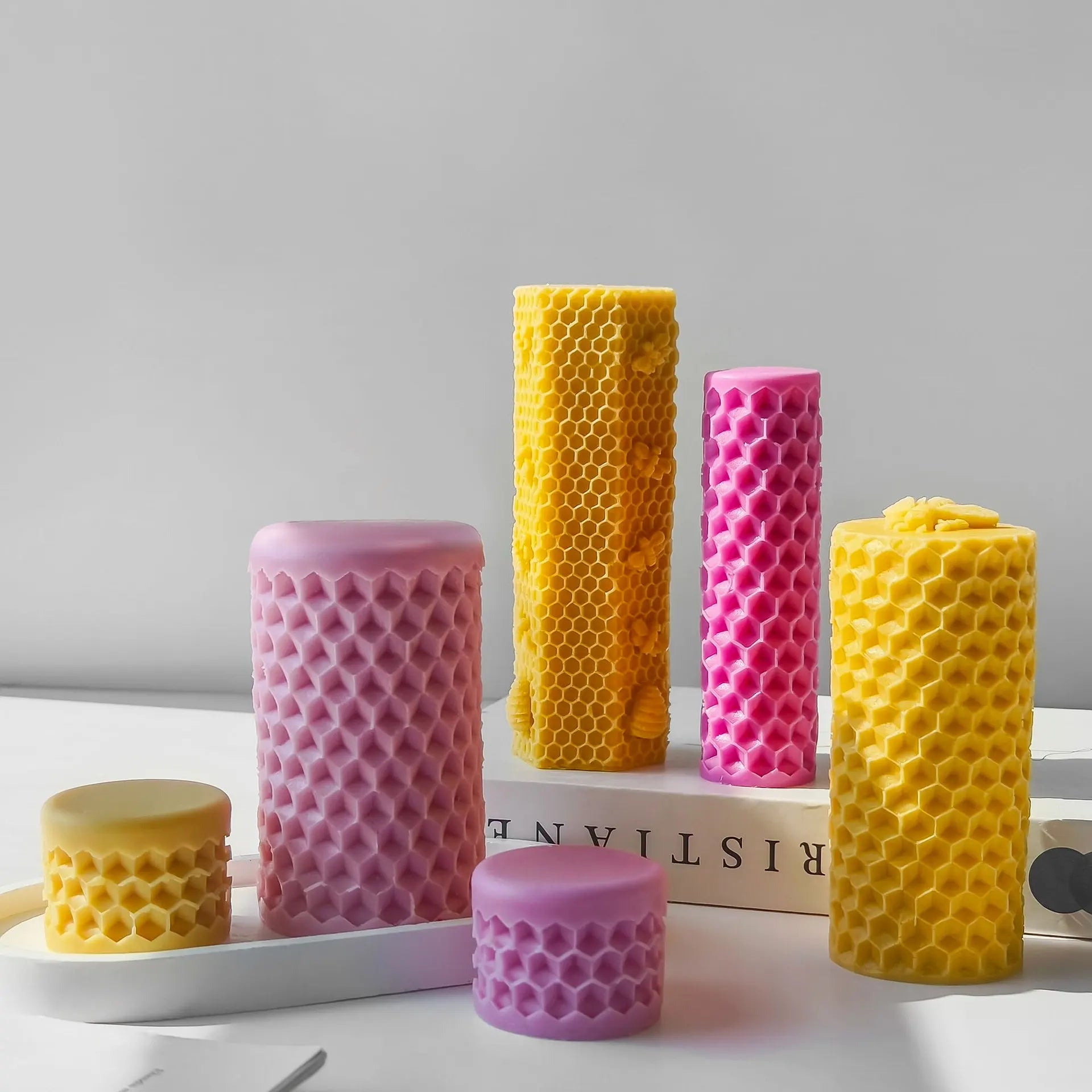 3D Silicone Candle Soap Mold Handmade DIY Plaster Sculpture Honeycomb Cylinder Homemade Scented Aromatherapy Gifts silicone mold