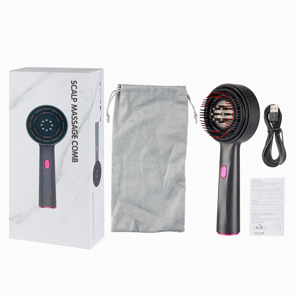 Electric Vibration Massage Comb Red Light Therapy Hair Growth Massage Scalp Brush Anti Hair Loss Liquid Oil Applicator Hair Care