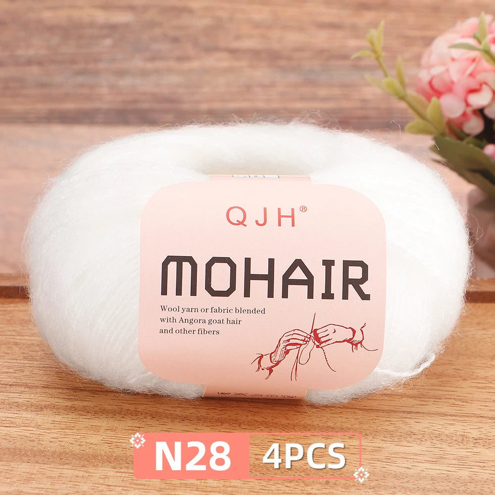 4PCS Multi Color Luxury Mohair Yarn for DIY Knitting & Crochet - Weave Scarves, Shawls,Sweaters,Hats,Shoes...