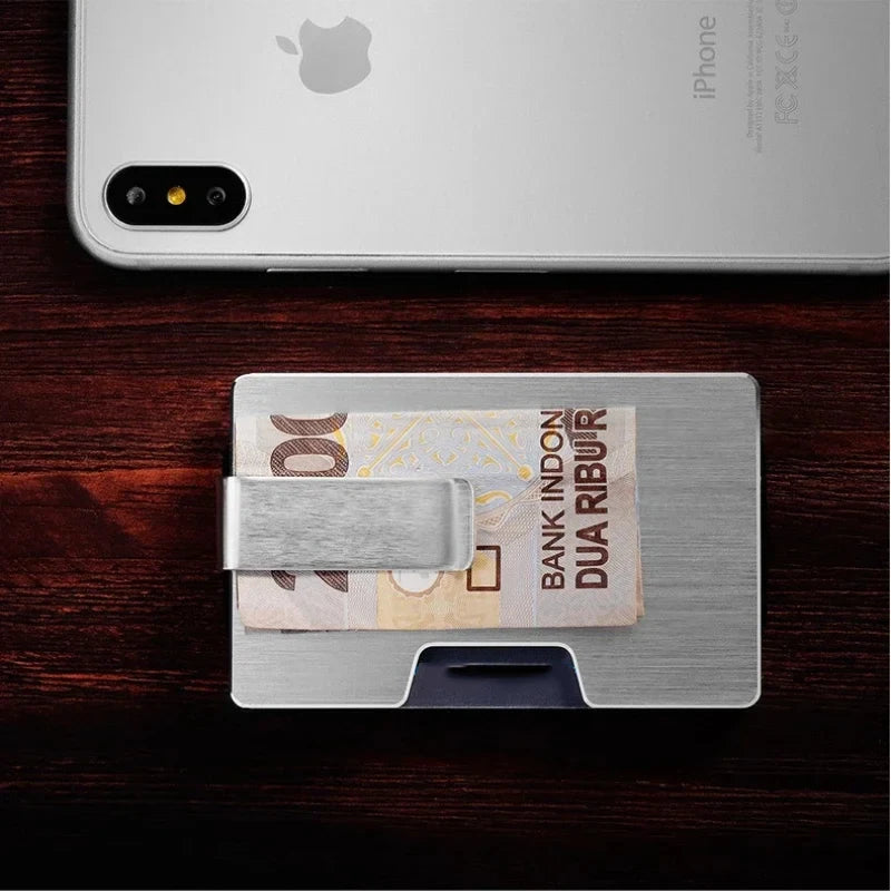 Minimalist Business Card Holder Wallet RFID Credit Visit Cardholder Money Clip Small Metal Wallets for Men Women Porte-cartes