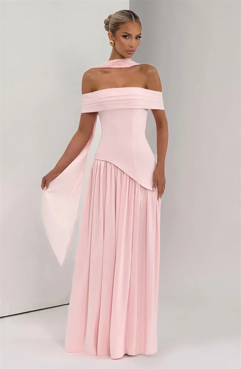 Mozision Off-shoulder Backless Sexy Maxi Dress Women Fashion Strapless Sleeveless Pleated Thigh High Split Club Party Long Dress