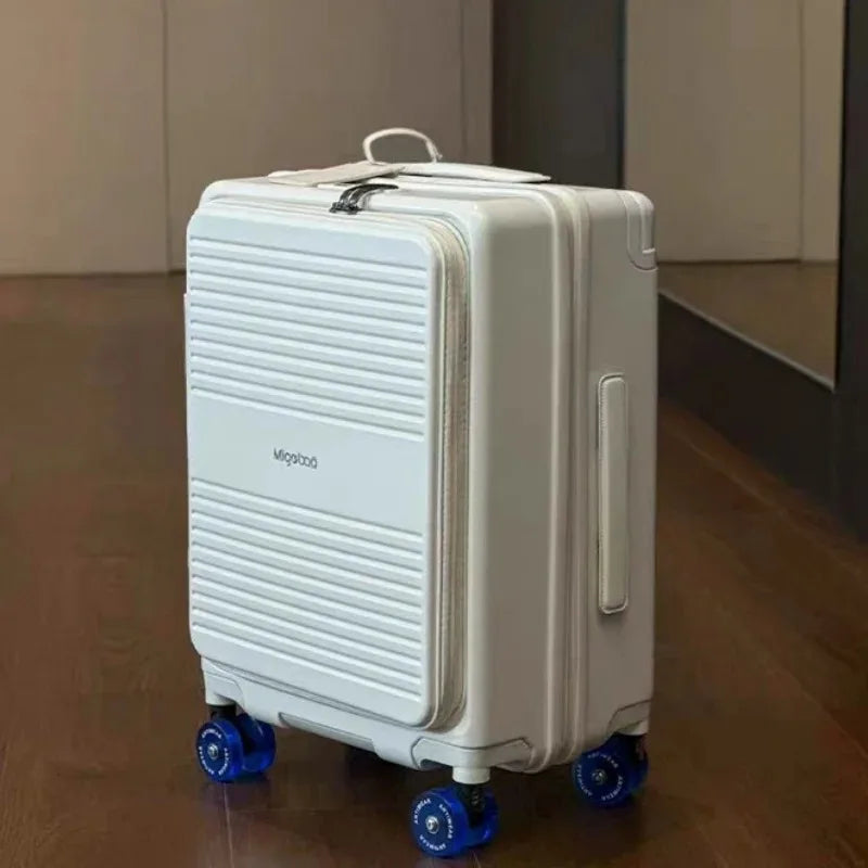 Wide Handle Trolley Suitcase Scalable Large Capacity Case Rolling Luggage Side Opening Pocket Bag With TSA Lock Colorful Wheels