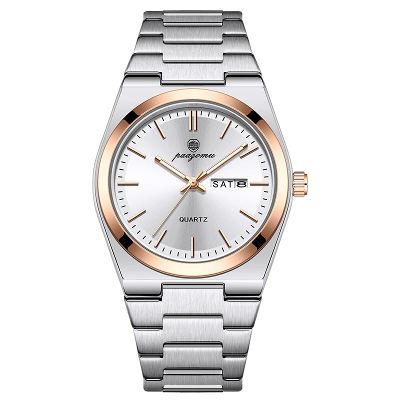 PAAZOMU Elegant Watch For Women Waterproof Luminous Date Week Ladies Watches Quartz Stainless Steel Woman's Fashion Wristwatch