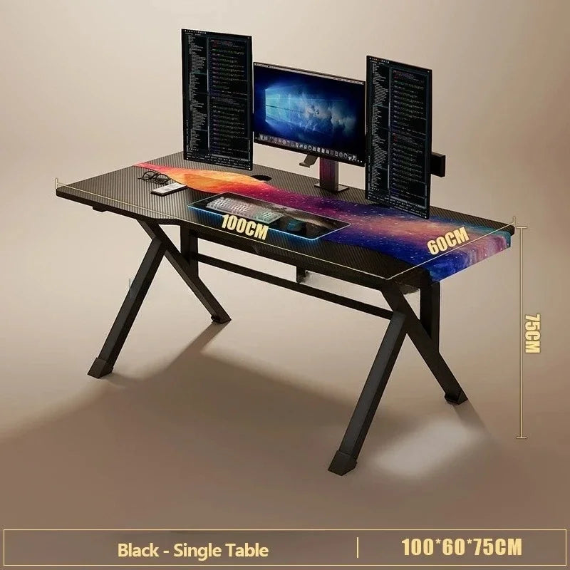 Premium Carbon Fiber Ergonomic Gaming Desk Sturdy K-type steel Feet Home Room Desk Gamer Table High Quality Stable Office Table