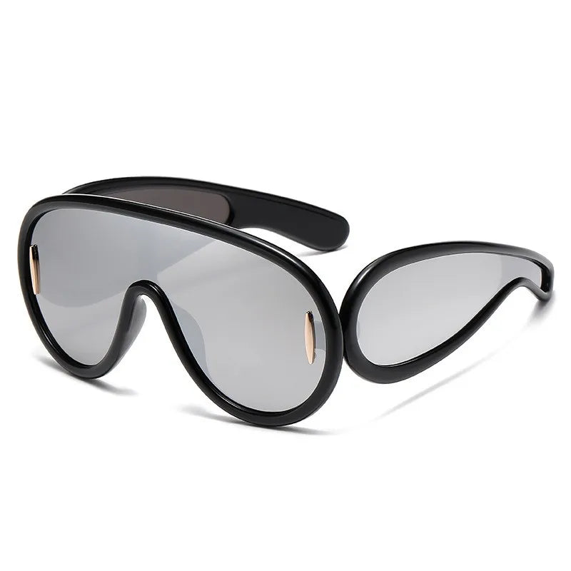 Sports Punk Oversized Sunglasses Steampunk Y2K Women Men Personality Sun Glasses Ladies 2023 Luxury Brand Eyewear Goggle UV400 - Kimlud