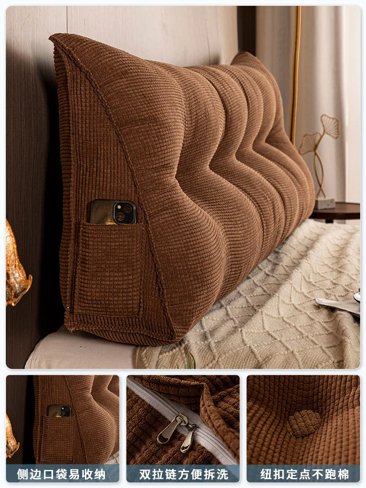 Long Pillow Headboard Cushion Triangle Large Back Bed Soft Bag Pillow Can Be Disassembled and Washed Bedroom Sofa