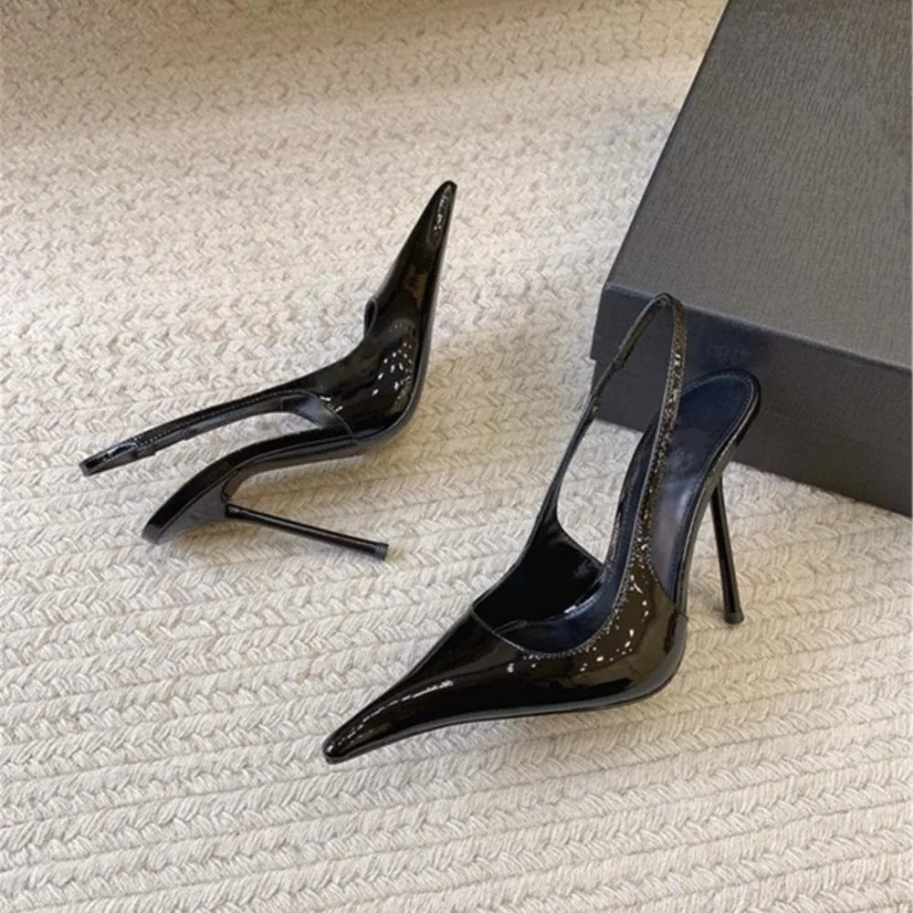 New Sexy Pointed Toe High Heeled Shoes for Woman's Thin Heels Slip-On Summer Pumps Luxury Lady Black Wedding Party Sandal