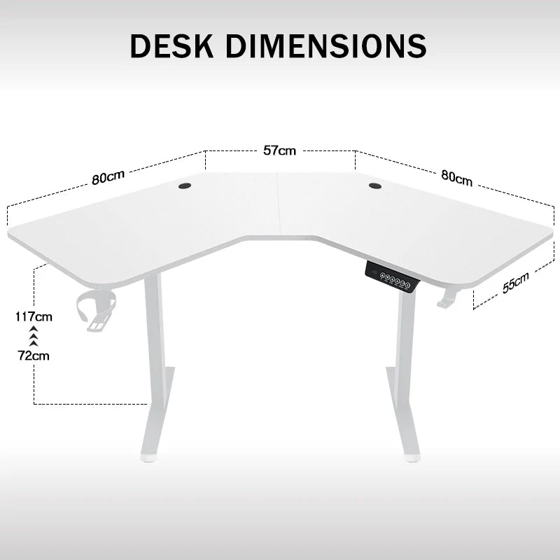 Height-adjustable Desk L Shaped Electric Standing Desk for Study Esports StandUp Corner Computer Desk Home Office Sit Stand Desk - Kimlud