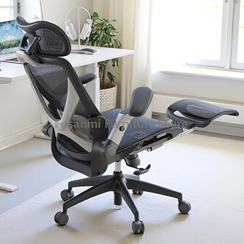 Comfortable Black Mesh Computer Chair Stylish Office Chair with Lumbar Support Adjustable Home Swivel Desk Chair for Gaming Work