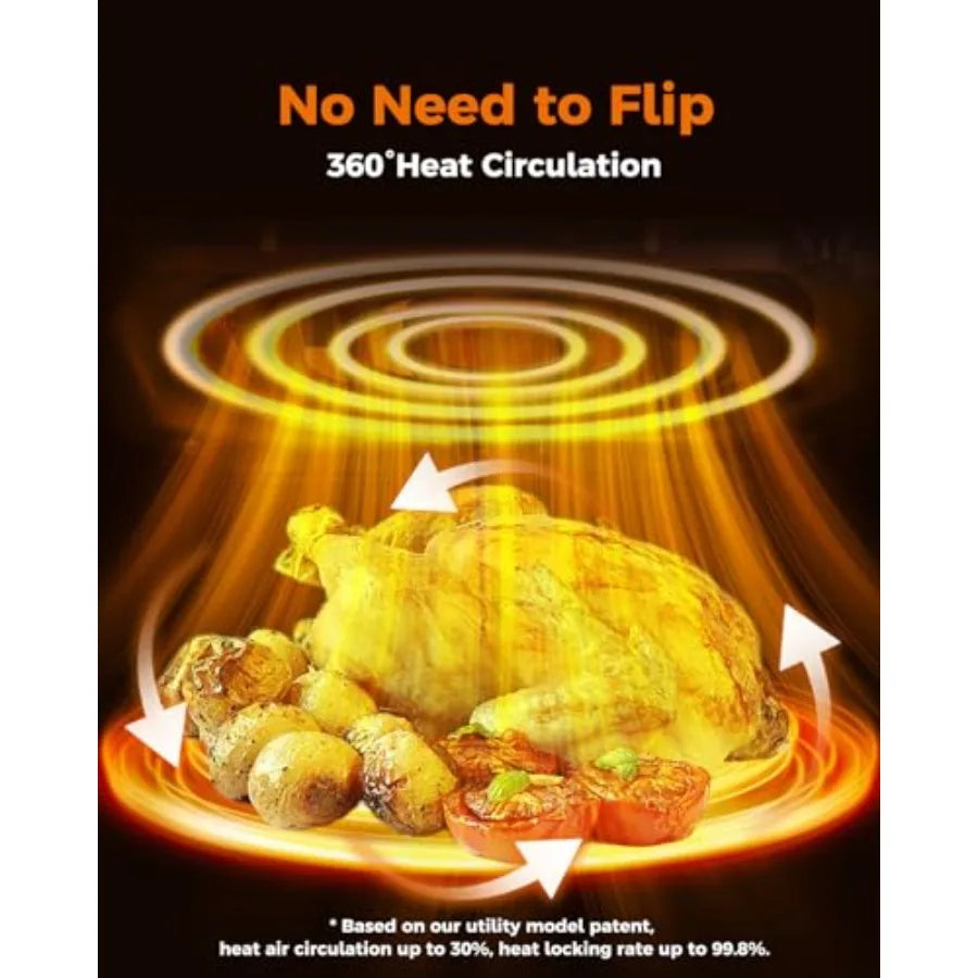 Air Fryer with Stainless Steel Construction and 8 Presets for Rapid Family Meals 6.4Qt Large Capacity Featuring Visible Window