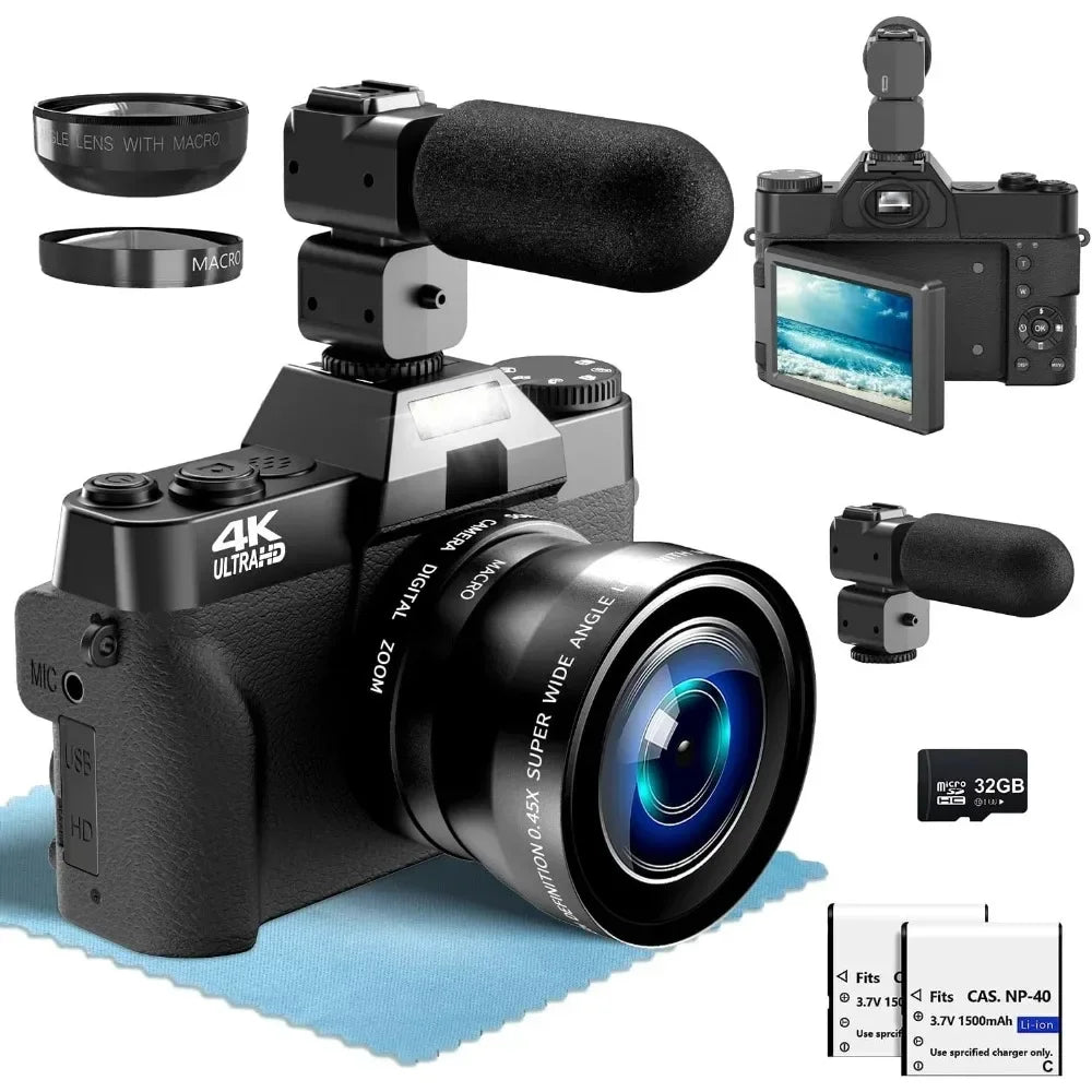 4K Digital Camera for Photography 16X Digital Zoom Vlog Camera for YouTube 75MP WiFi Autofocus Livestream Video Camera Camcorder - Kimlud