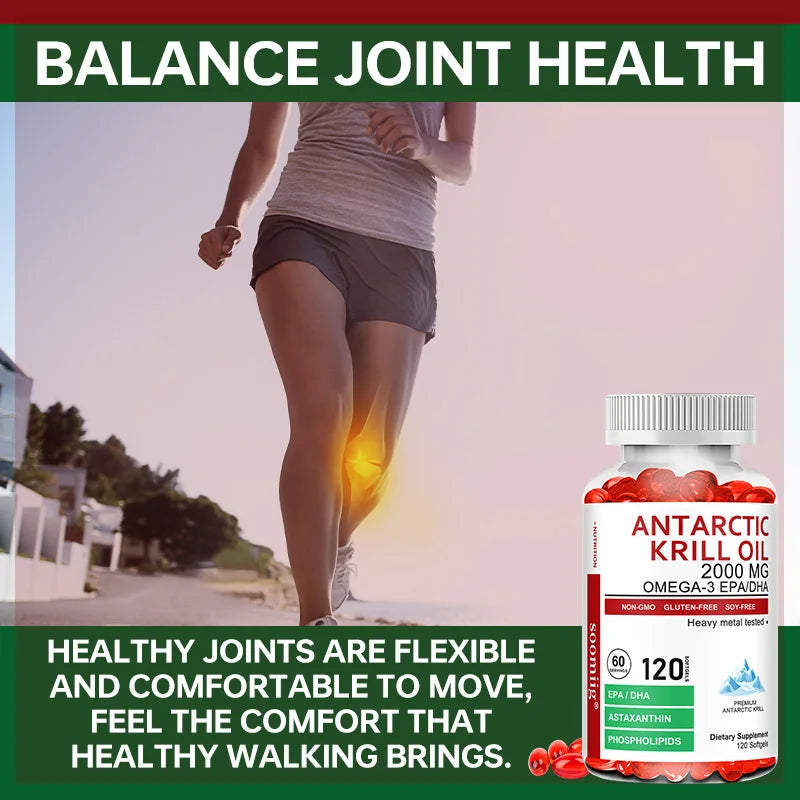 Antarctic Krill Oil - Supports Brain,Cardiovascular,Joint,Eye & Skin Health - Omega-3 EPA, DHA, Astaxanthin - 120...