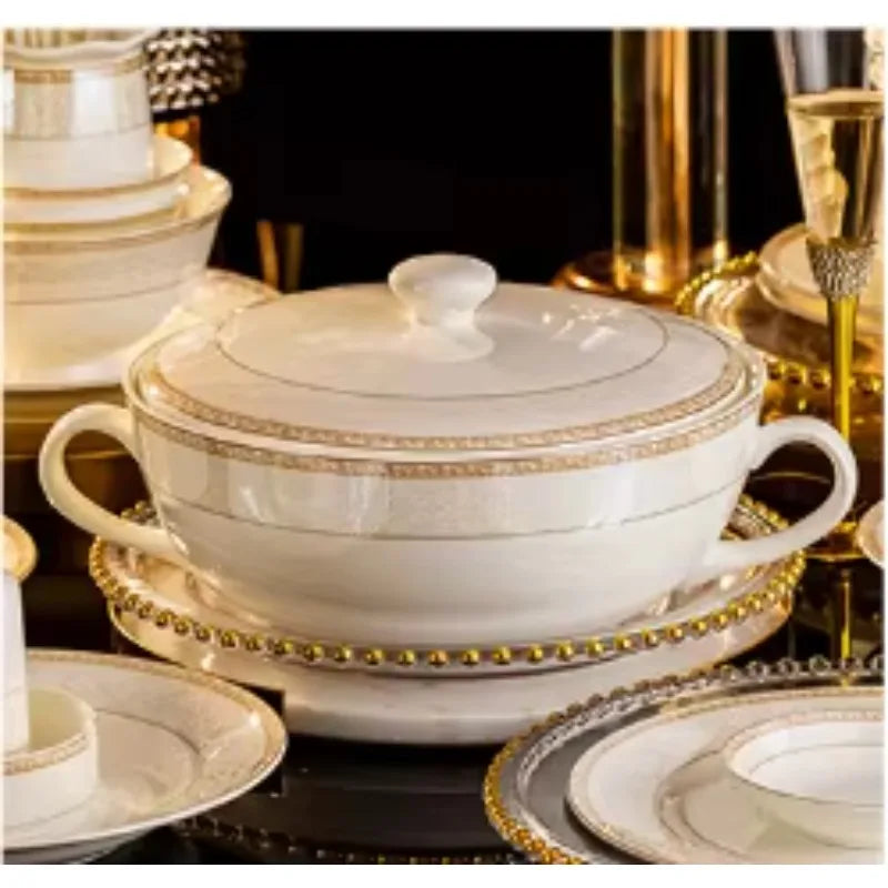 Christmas CeramicTableware 60Piece Set Equipped With Turkey Pot Fashion Xiaozi Series Ten Dining Simple Bone China...
