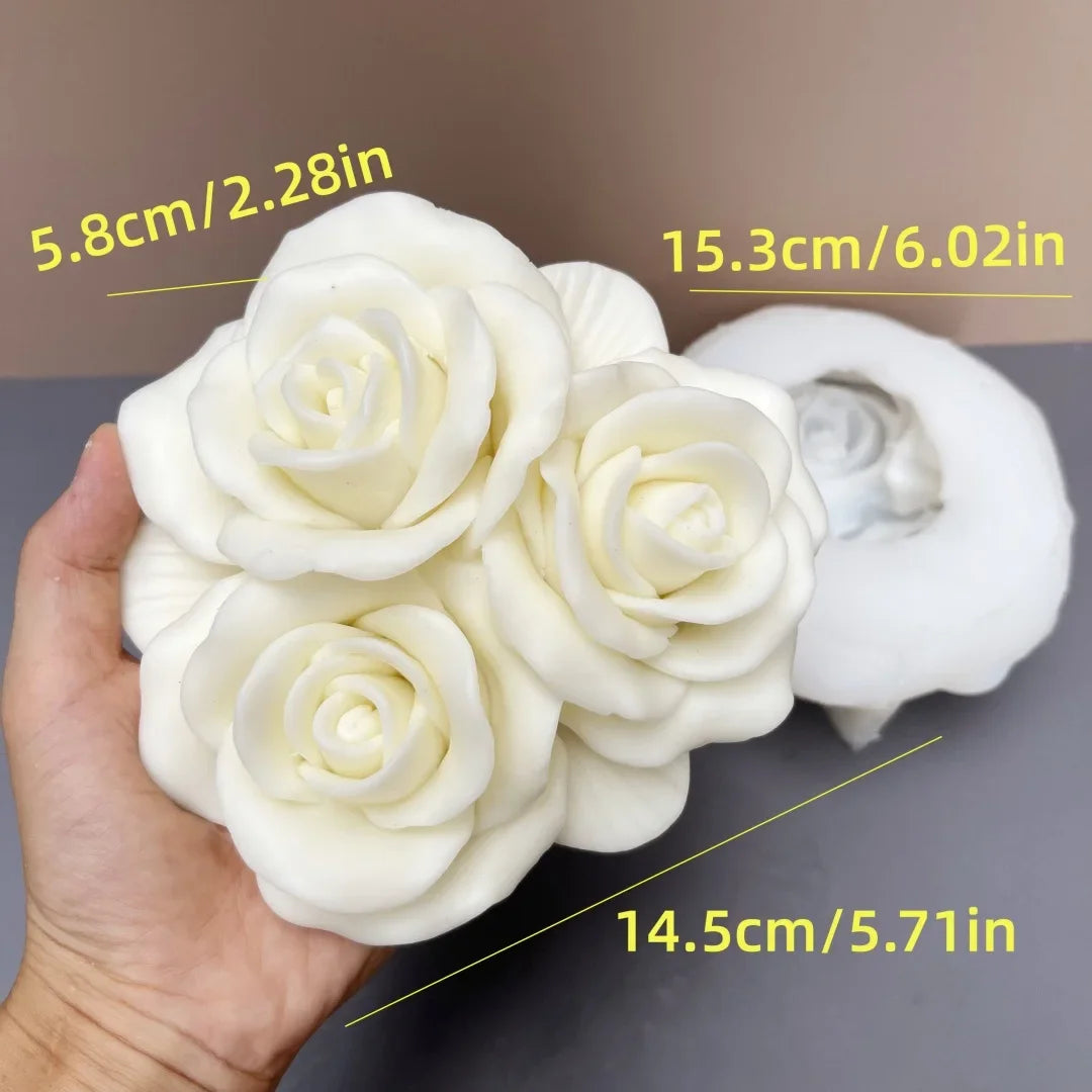 Peony Rose Bud Bouquet Candle Silicone Mold Peony Flower Clusters Candle Mould Christmas Gift Flower Bundle Resin Gypsum Molds