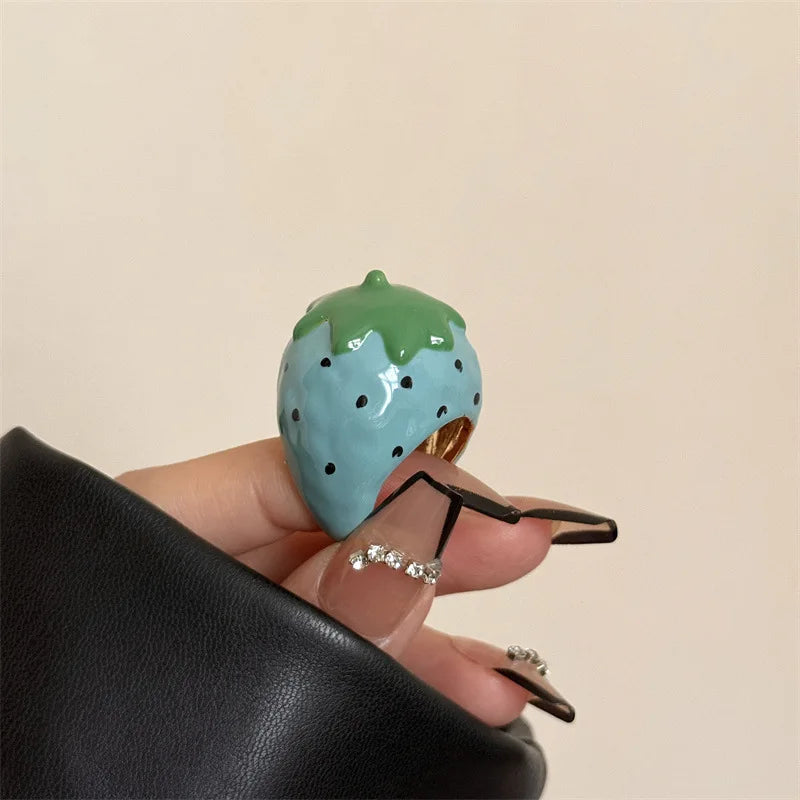 Colorful Enamel Oil Drip Doll Cute Russian Nesting Doll Green Frog Sweet Cool Stacking Ring for Women Girl Creative Jewelry