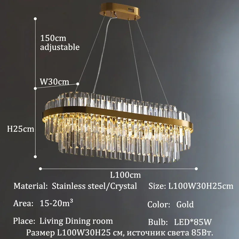 Modern Luxury Crystal Chandeliers Living Dining Room Bedroom Home Decor Pendant Lamp Duplex Villa Lustre Hanging Light Fixture - Kimlud