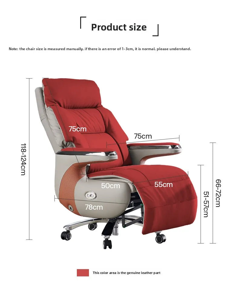 Electric Massage Boss Chair Heated Ventilated Gaming Chair Genuine Leather Executive Computer Seat Luxury Ergonomic Office Chair