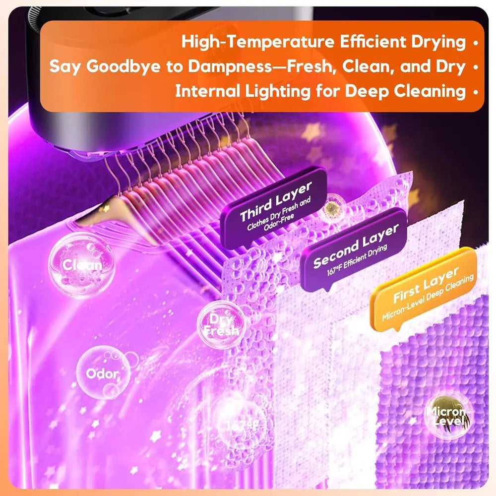 Portable Clothes Dryer for 9-12 Items with Time Setting, Remote Control, Low Noise, Energy Saving (Grey)