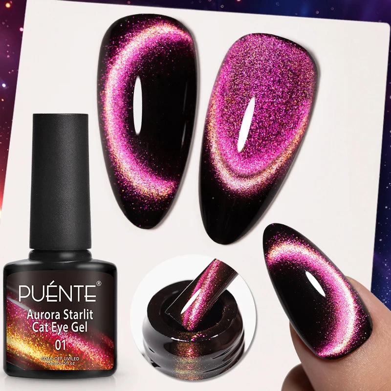 7.5ML Sparkling Reflective Glitter Gel Nail Polish Pink Purple Red Blue Colors Dark Flashing Nail Gel Soak Off UV Nail Varnish