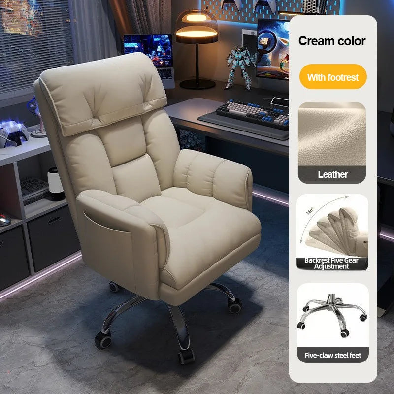 Ergonomic Computer Chair Home Office Recliner Sofa Boy Comfortable Sedentary Gaming Chair with Retractable Footrest For Relaxing - Kimlud