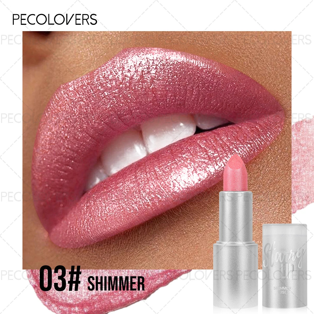 1PC Glitter Pearl, Various Shades, Cream Texture, Non-stick Cup, Sparkling Lipstick, Suitable for Christmas, Halloween Makeup - Kimlud