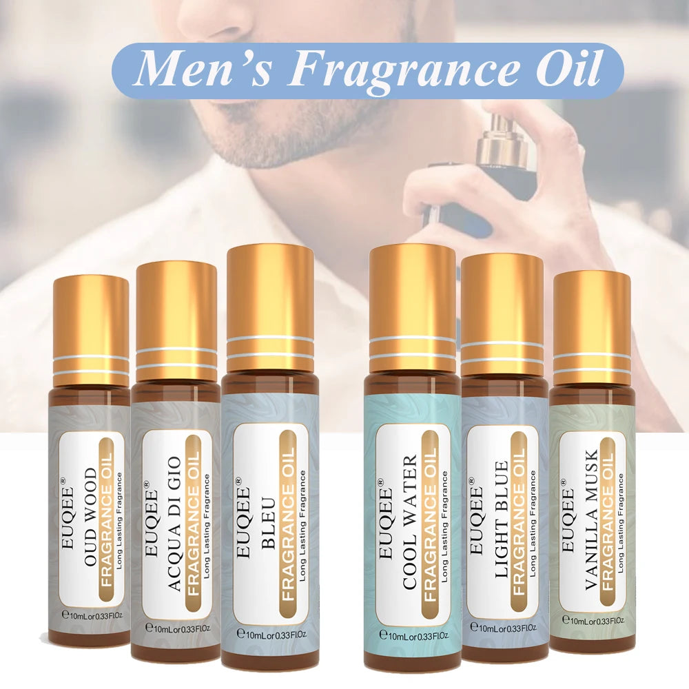 EUQEE 10ml Premium Men's Fragrance Oil For Car Diffuser Aromatherapy Vanilla Musk Leather Amber Romance Aroma Essential...