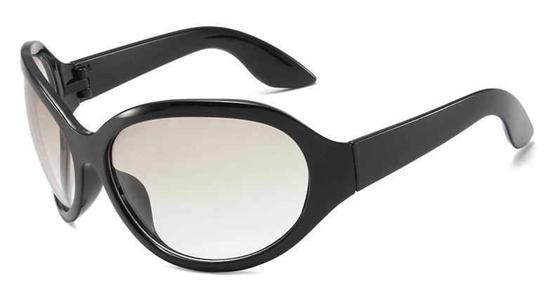 Oversized Y2K Sunglasses Women Lady Trendy Big Frame Vintage Wrap Around Glasses Fashion Punk Silver Shades - Kimlud