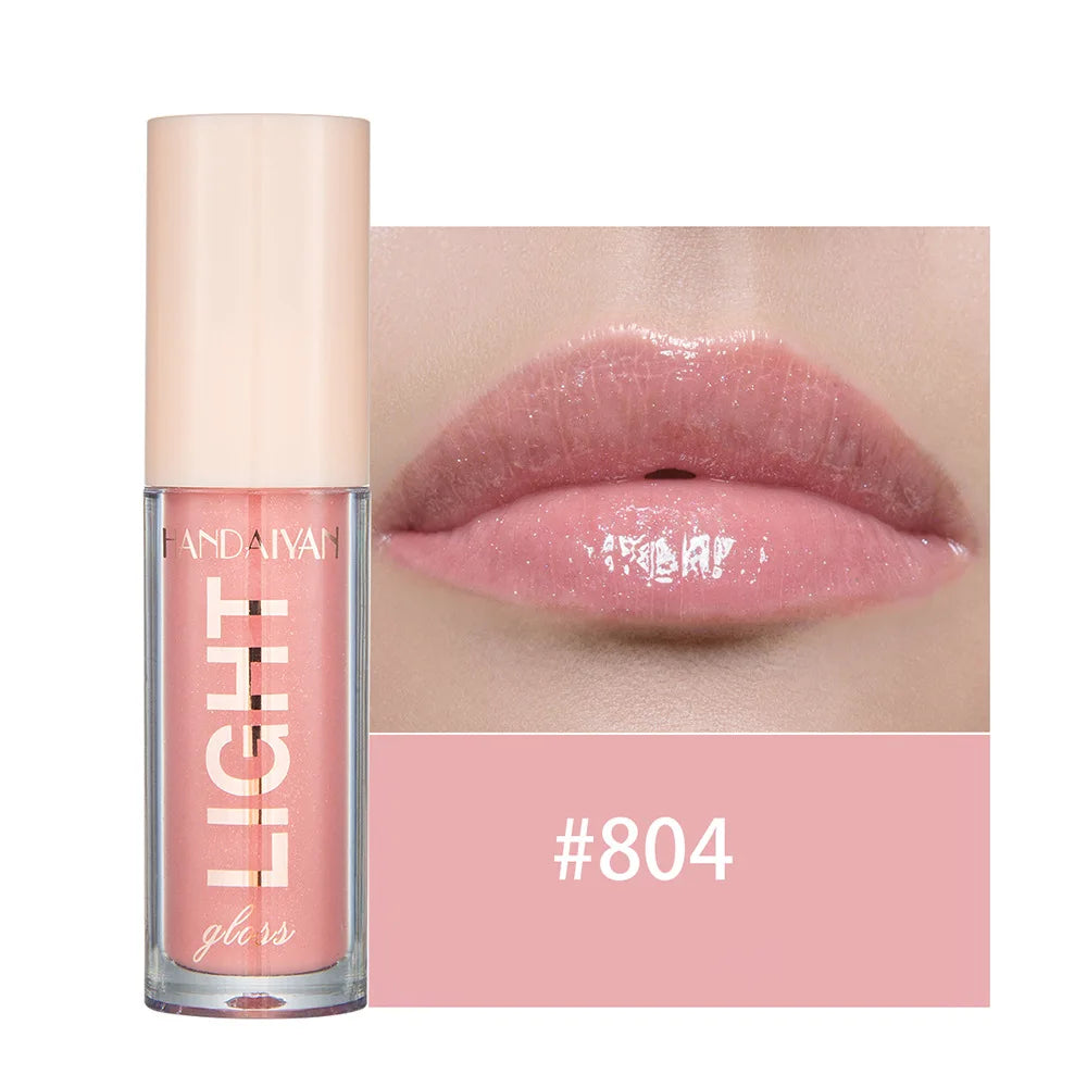 Handaiyan Lip Gloss Transparent Plump Glitter Jelly Mirror Lipstick Liquid Waterproof Moisturize Oil Lipgloss Clear Makeup