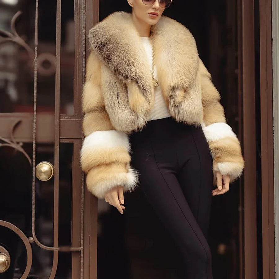 Real Golden lsland Fox Fur Coat With Lapel Natural Golden lsland Fox Fur Coat Real Fur Coat Best Selling Furry Jacket Women