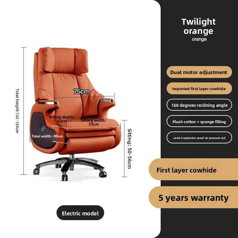 Electric Massage Boss Chair Heated Ventilated Gaming Chair Genuine Leather Executive Computer Seat Luxury Ergonomic Office Chair