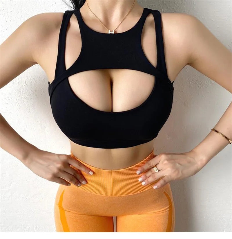 Cloud Hide HOT GIRL Running Sports Bra Fitness Yoga Crop Tank Top Underwear Sexy Women Vest Shockproof Shirt Jogging Sportswear