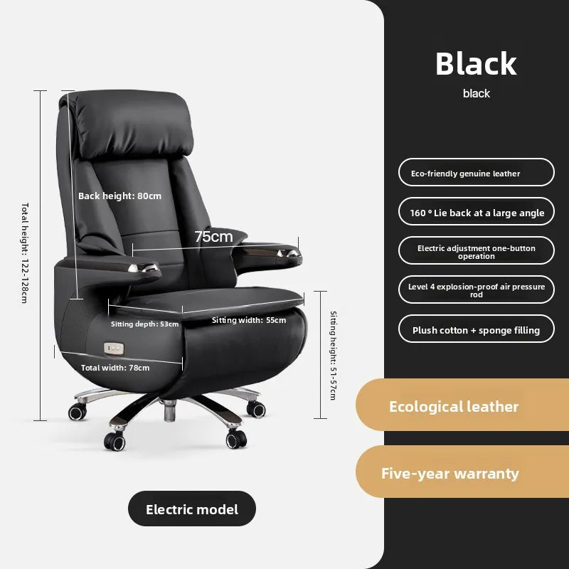 Electric Massage Boss Chair Heated Ventilated Gaming Chair Genuine Leather Executive Computer Seat Luxury Ergonomic Office Chair