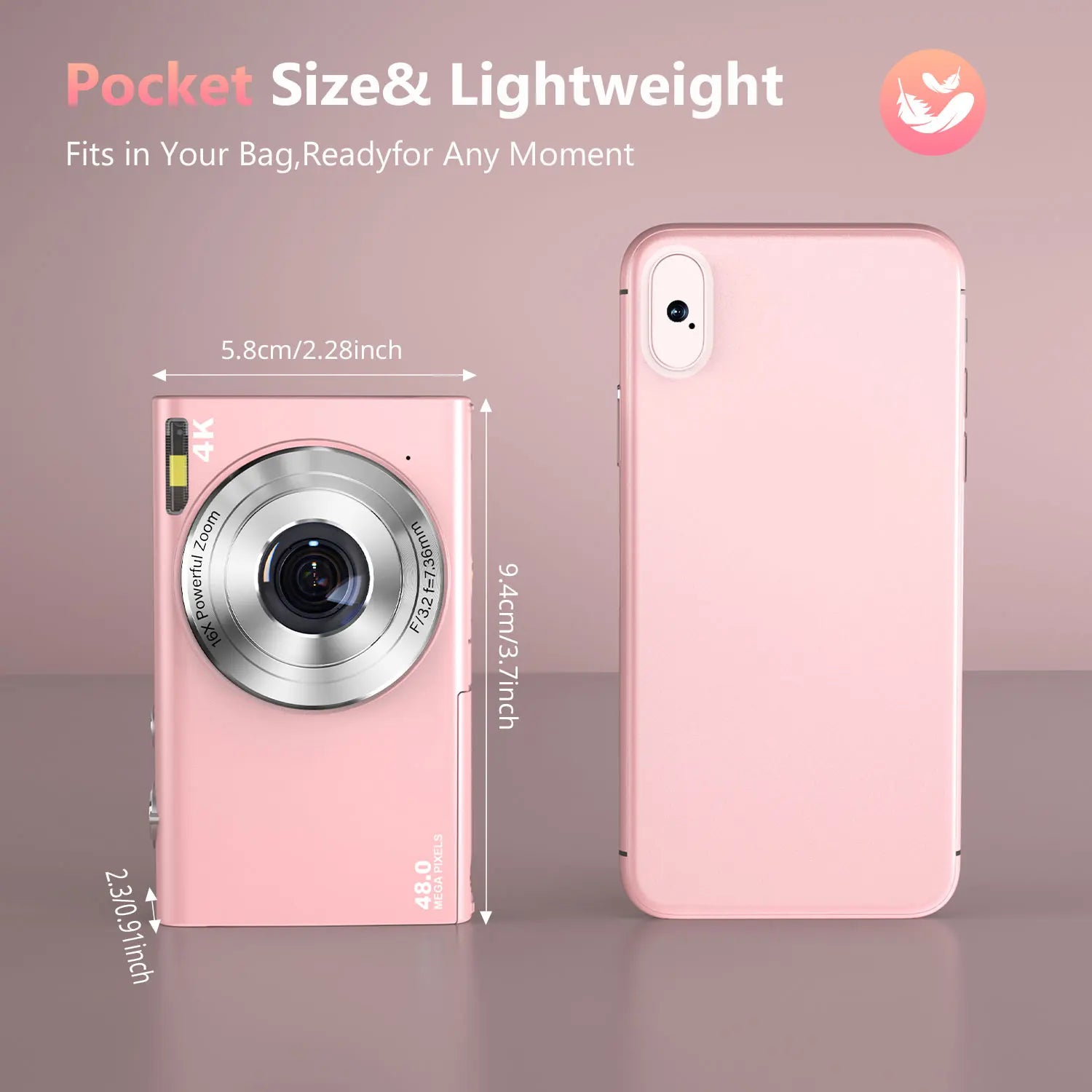 4K Digital Camera Autofocus Vlogging Camera HD 48MP with 2.8" Large Screen Camcorder Camera for Photography for Kid Adult - Kimlud